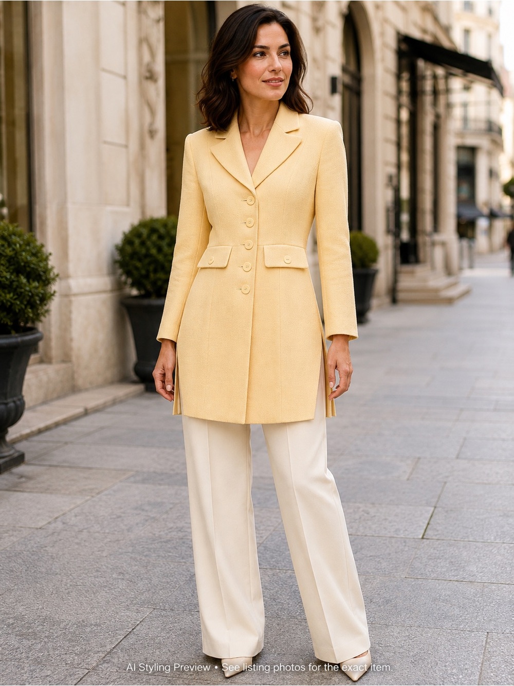 JUNKO Collection Buttercup Yellow Longline Blazer 38 US 4-6”